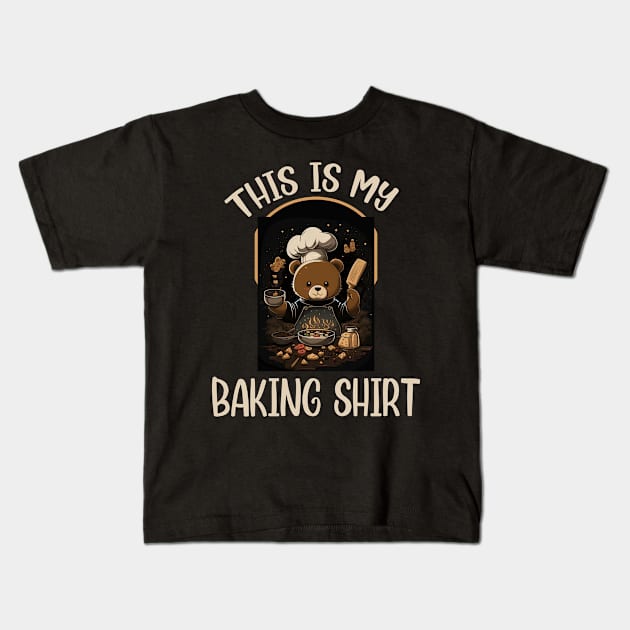 Cuddly baker Bear For Bears Lovers Bear-themed bakery Kids T-Shirt by RetroZin